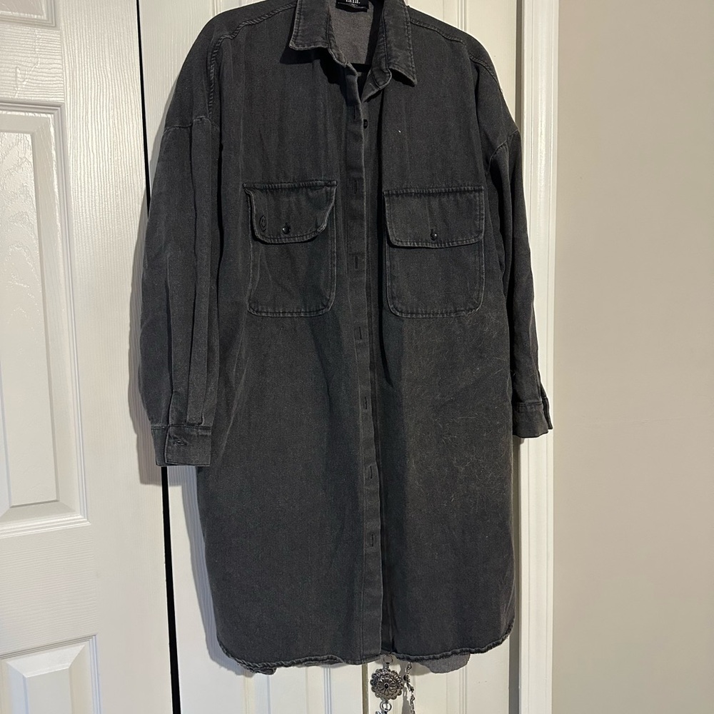 Dressed in LALA Charcoal Denim Shirt Jacket